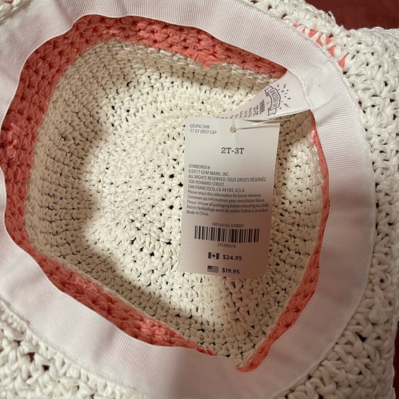 Brand New Gymboree girls knitted hat in white and coral color. - Picture 2 of 3